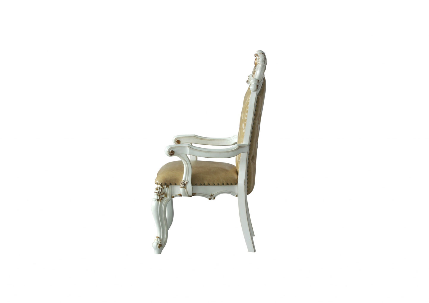 Set Of Two 27" Brown And White Faux Leather Tufted Side Chair - Homeroots - Flyclothing LLC