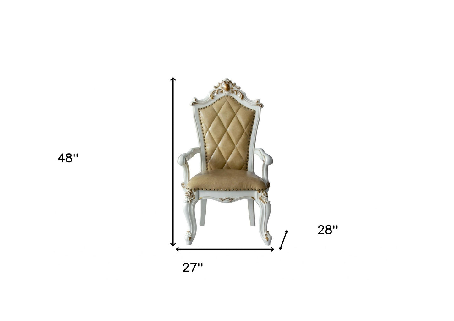 Set Of Two 27" Brown And White Faux Leather Tufted Side Chair - Homeroots - Flyclothing LLC