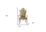 Set Of Two 27" Brown And White Faux Leather Tufted Side Chair - Homeroots - Flyclothing LLC