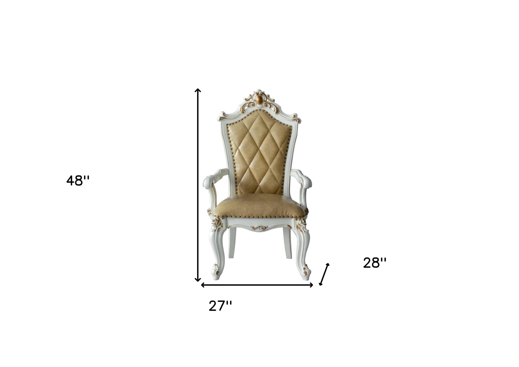 Set Of Two 27" Brown And White Faux Leather Tufted Side Chair - Homeroots - Flyclothing LLC