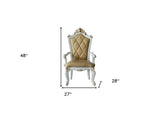 Set Of Two 27" Brown And White Faux Leather Tufted Side Chair - Homeroots