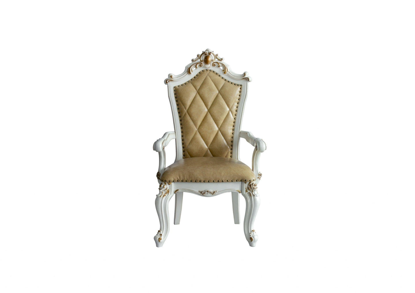 Set Of Two 27" Brown And White Faux Leather Tufted Side Chair - Homeroots - Flyclothing LLC