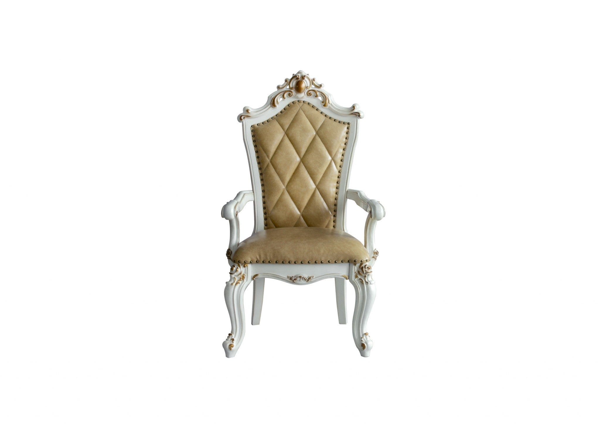 Set Of Two 27" Brown And White Faux Leather Tufted Side Chair - Homeroots - Flyclothing LLC
