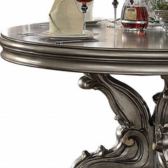 Gray Solid Wood Pedestal Base Round Top Dining Table - Homeroots