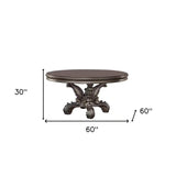 Gray Solid Wood Pedestal Base Round Top Dining Table - Homeroots