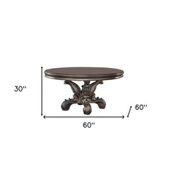 Gray Solid Wood Pedestal Base Round Top Dining Table - Homeroots