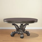 Gray Solid Wood Pedestal Base Round Top Dining Table - Homeroots