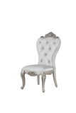 Set of Two Cream And Antiqued White Upholstered Fabric Queen Anne Back Dining Side Chairs - Homeroots
