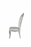 Set of Two Cream And Antiqued White Upholstered Fabric Queen Anne Back Dining Side Chairs - Homeroots