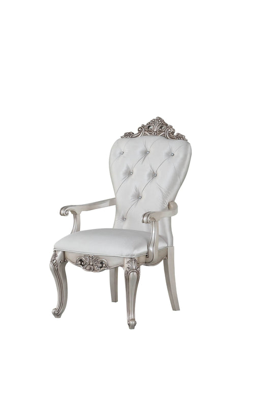 Set Of Two 25" Silver And Pearl Fabric Tufted Side Chair - Homeroots