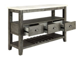 18" X 54" X 36" White Marble Gray Oak Wood Server - Homeroots - Flyclothing LLC