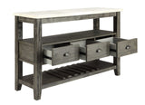 18" X 54" X 36" White Marble Gray Oak Wood Server - Homeroots
