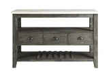 18" X 54" X 36" White Marble Gray Oak Wood Server - Homeroots