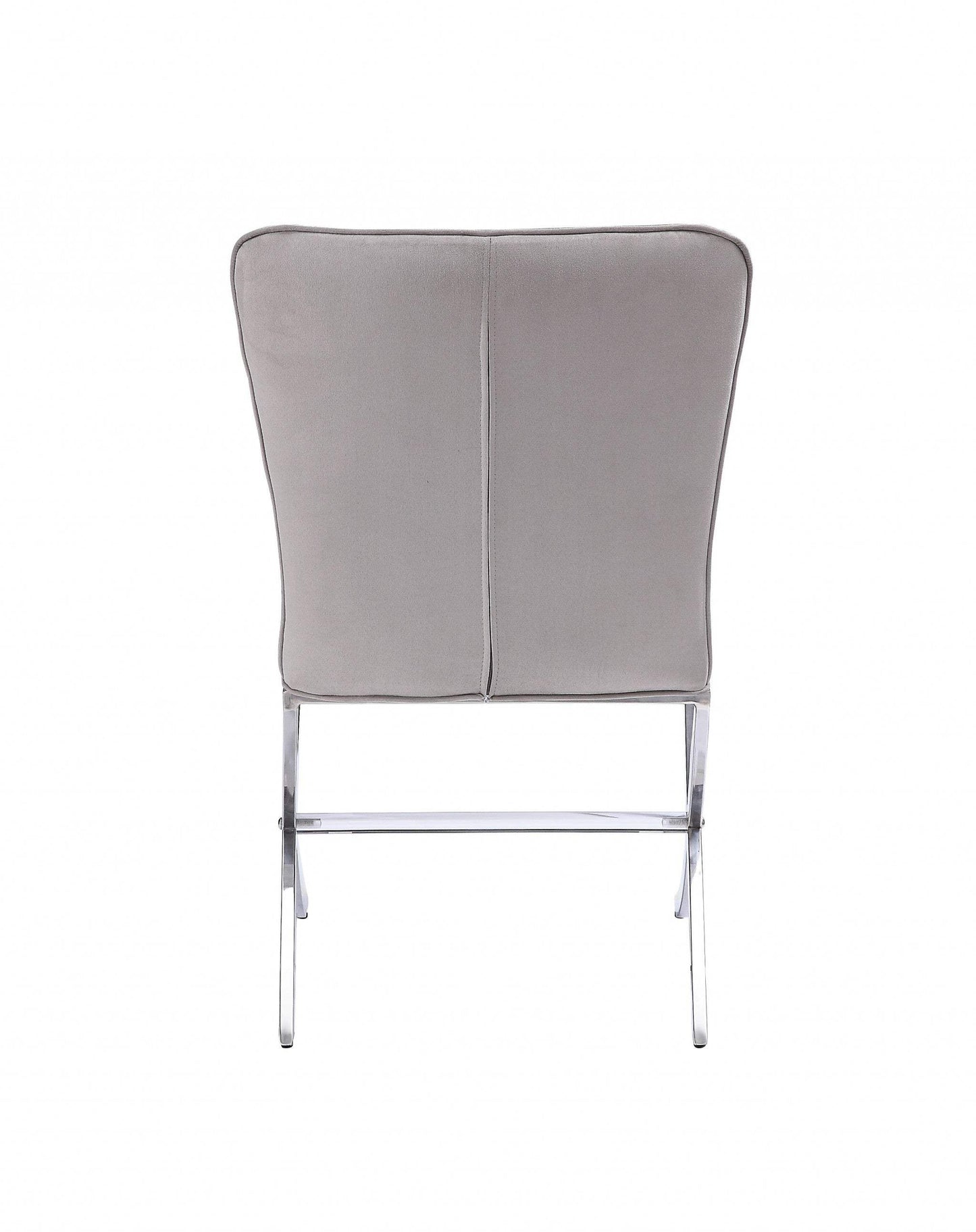 24" Beige Velvet And Silver Parsons Chair - Homeroots - Flyclothing LLC