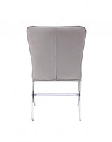 24" Beige Velvet And Silver Parsons Chair - Homeroots - Flyclothing LLC