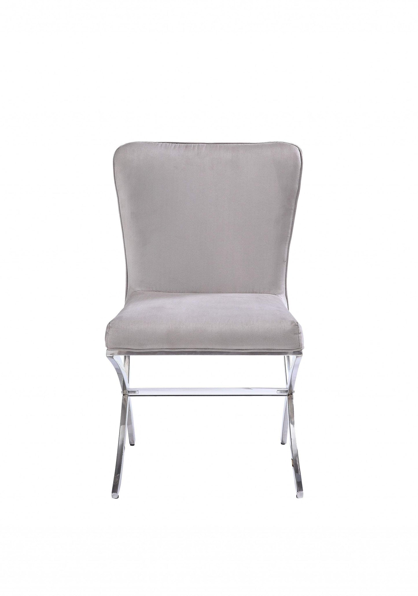 24" Beige Velvet And Silver Parsons Chair - Homeroots - Flyclothing LLC