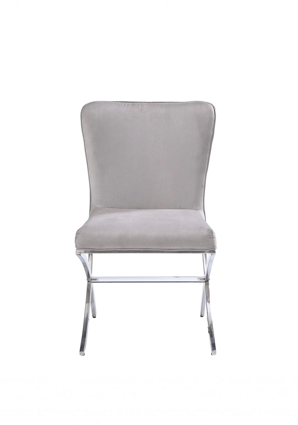 24" Beige Velvet And Silver Parsons Chair - Homeroots