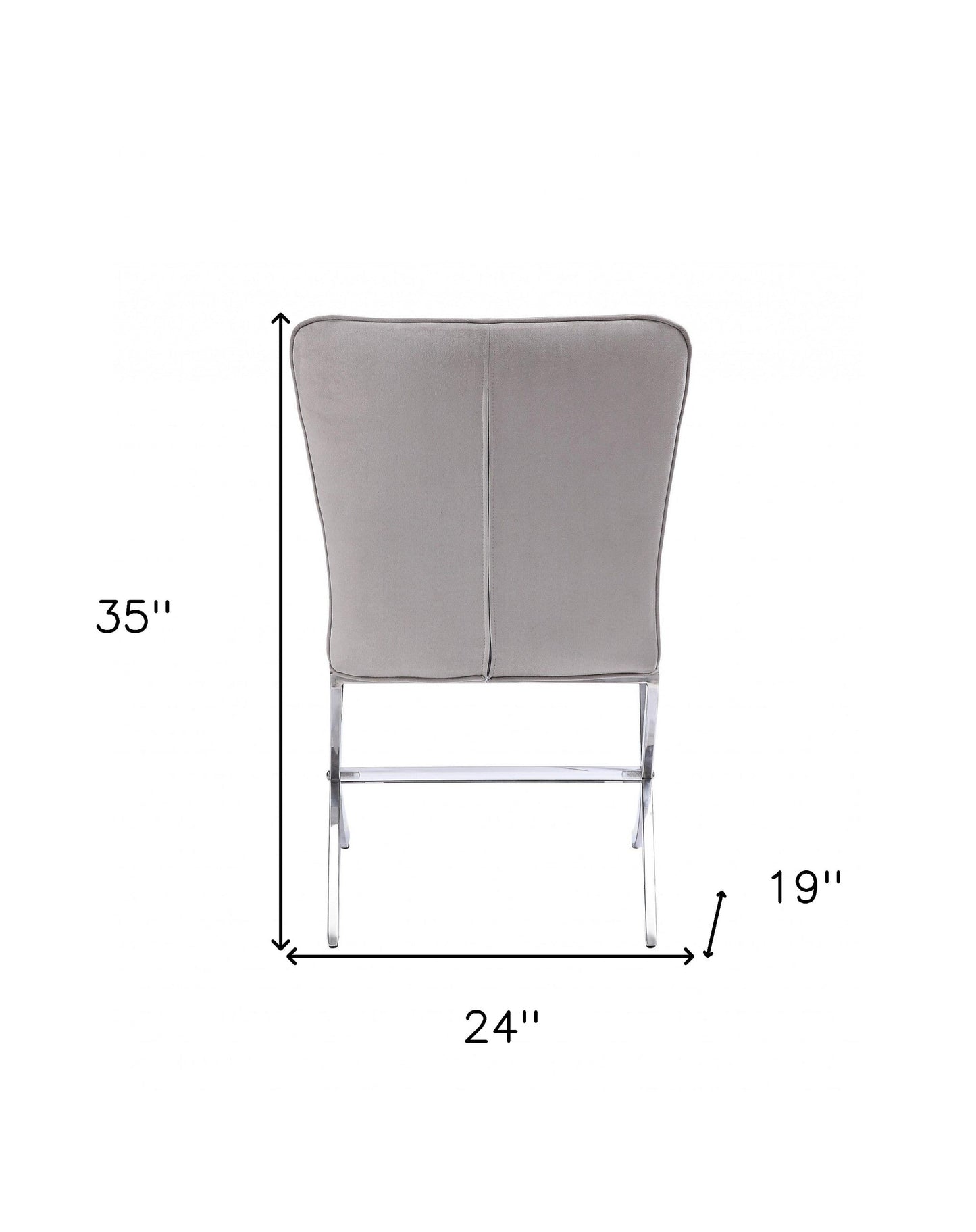 24" Beige Velvet And Silver Parsons Chair - Homeroots - Flyclothing LLC