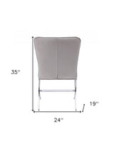 24" Beige Velvet And Silver Parsons Chair - Homeroots - Flyclothing LLC