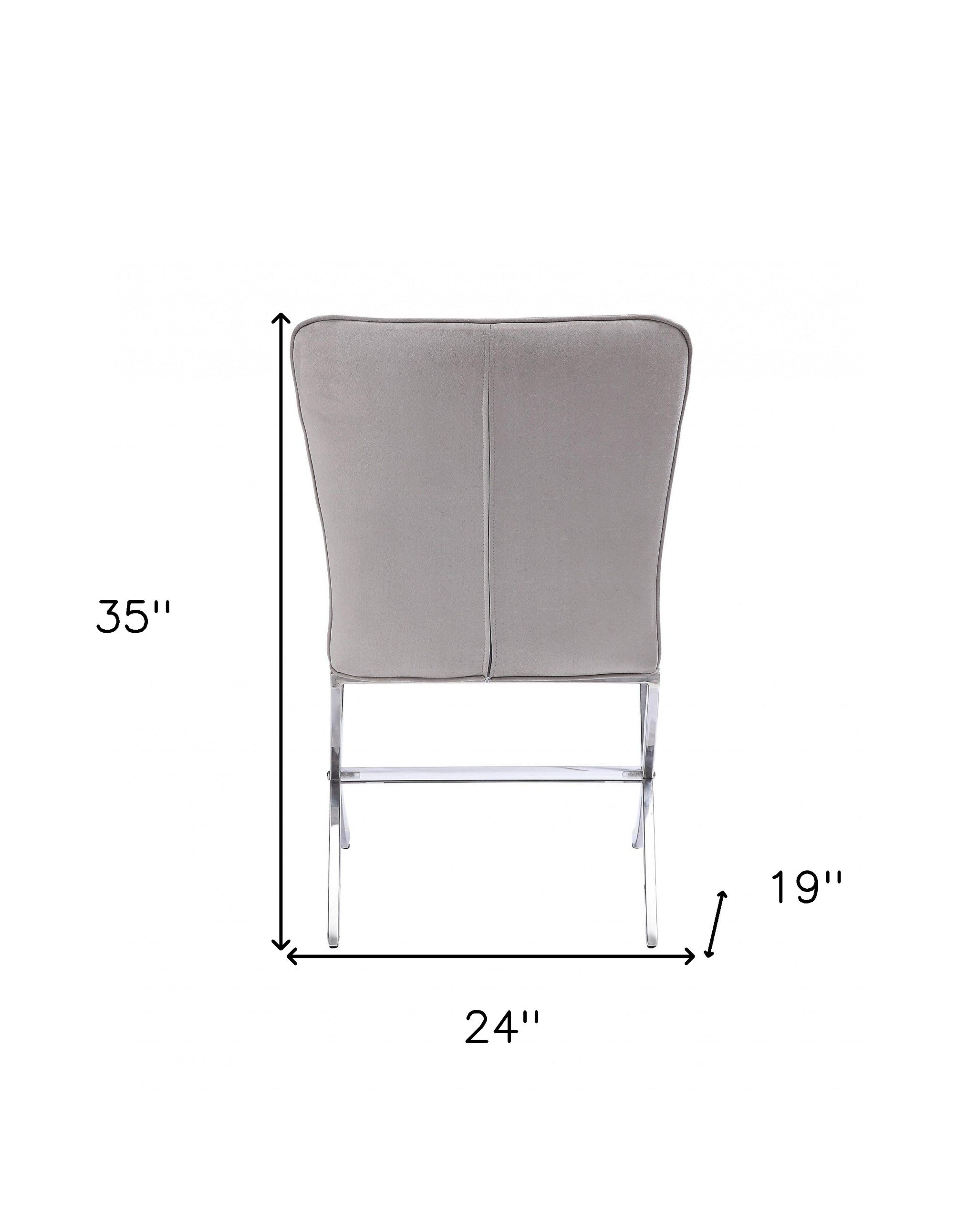 24" Beige Velvet And Silver Parsons Chair - Homeroots - Flyclothing LLC