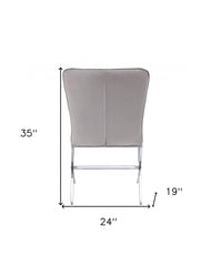 24" Beige Velvet And Silver Parsons Chair
