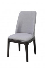 Set of Two Light Gray And Gray Upholstered Linen Dining Side Chairs - Homeroots - Flyclothing LLC