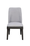 Set of Two Light Gray And Gray Upholstered Linen Dining Side Chairs - Homeroots