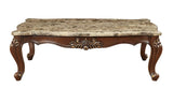 34" Brown And Dark Brown Genuine Marble And Solid Wood Free Form Coffee Table - Homeroots