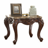24" Cherry Oak Faux Marble Square End Table - Homeroots