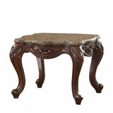 24" Cherry Oak Faux Marble Square End Table - Homeroots