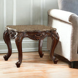 24" Cherry Oak Faux Marble Square End Table - Homeroots