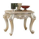 24" Champagne Faux Marble And Solid Wood End Table - Homeroots