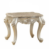 24" Champagne Faux Marble And Solid Wood End Table - Homeroots