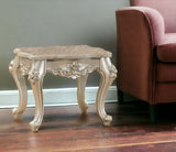 24" Champagne Faux Marble And Solid Wood End Table - Homeroots