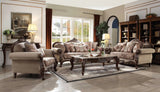 56" Beige and Brown and Brown Genuine Marble Console Table - Homeroots