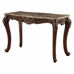 56" Beige and Brown and Brown Genuine Marble Console Table - Homeroots
