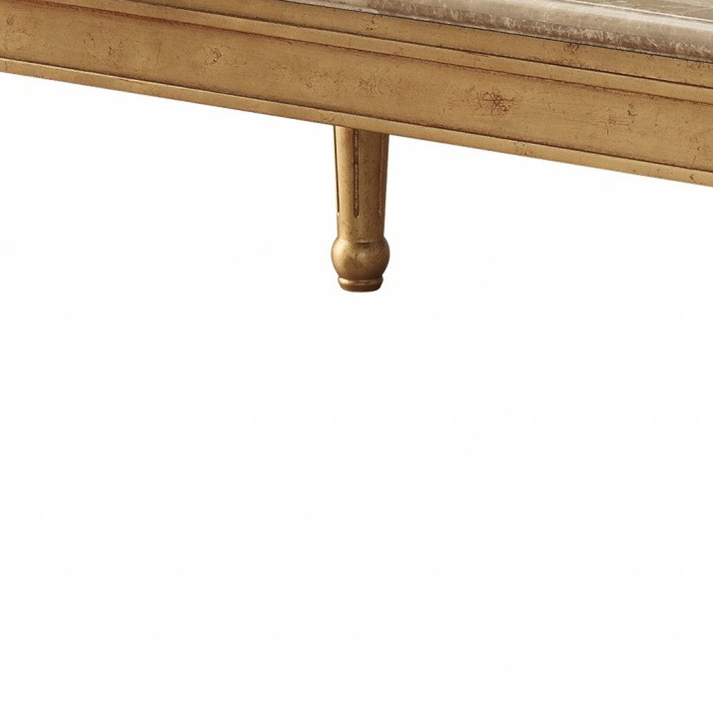 32" X 57" X 20" Marble Antique Gold Wood Coffee Table - Homeroots - Flyclothing LLC