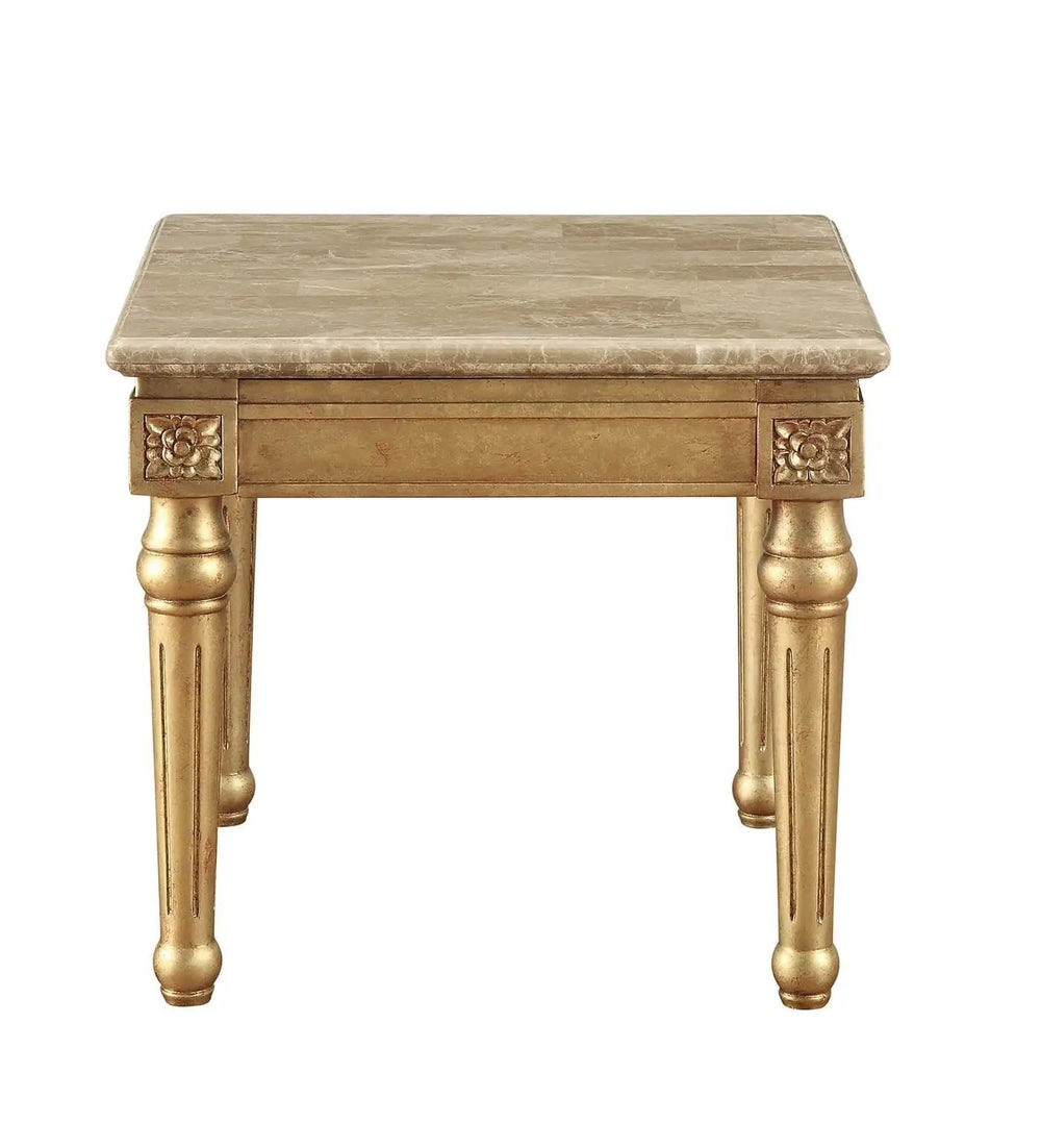 24" Antique Gold And White Faux Marble Square End Table - Homeroots - Flyclothing LLC