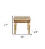 24" Antique Gold And White Faux Marble Square End Table - Homeroots - Flyclothing LLC