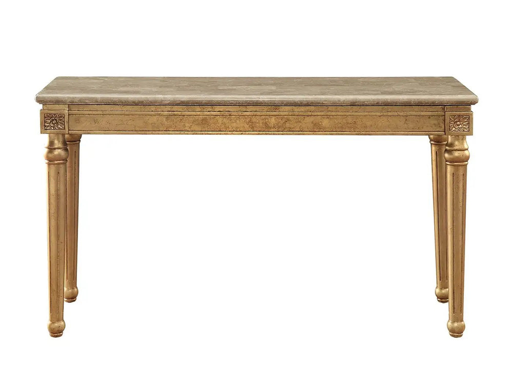 57" Brown and Gold Genuine Marble Console Table - Homeroots - Flyclothing LLC