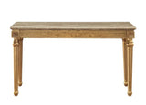 57" Brown and Gold Genuine Marble Console Table - Homeroots