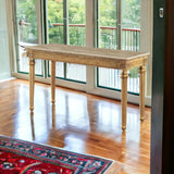 57" Brown and Gold Genuine Marble Console Table - Homeroots