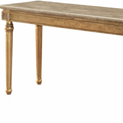 57" Brown and Gold Genuine Marble Console Table - Homeroots