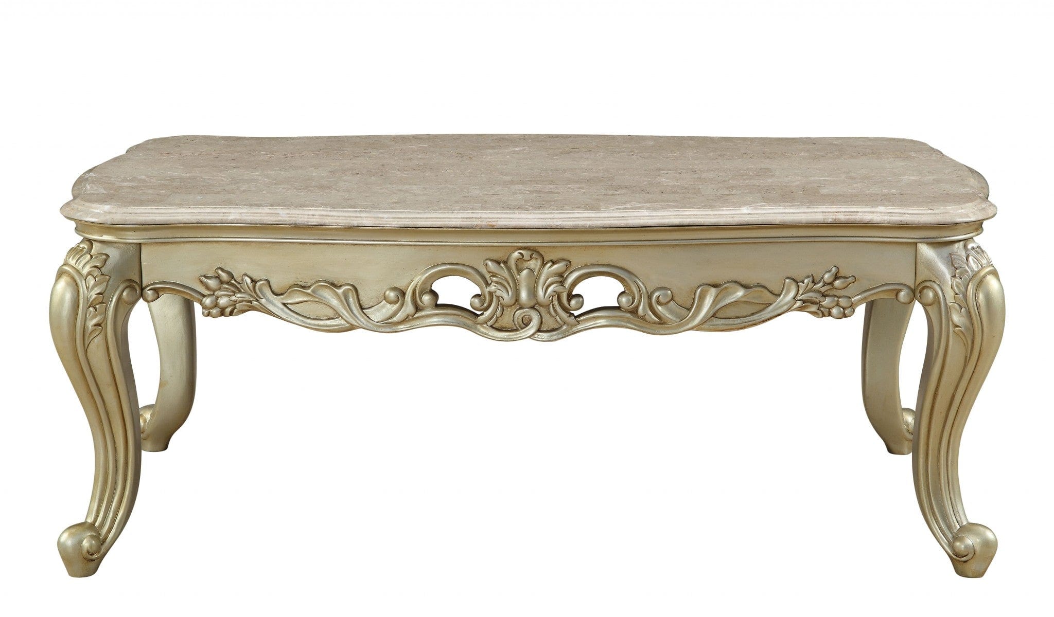 32" Genuine Marble And Solid Wood Coffee Table - Homeroots