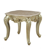 24" Antiqued White Faux Marble Square End Table - Homeroots