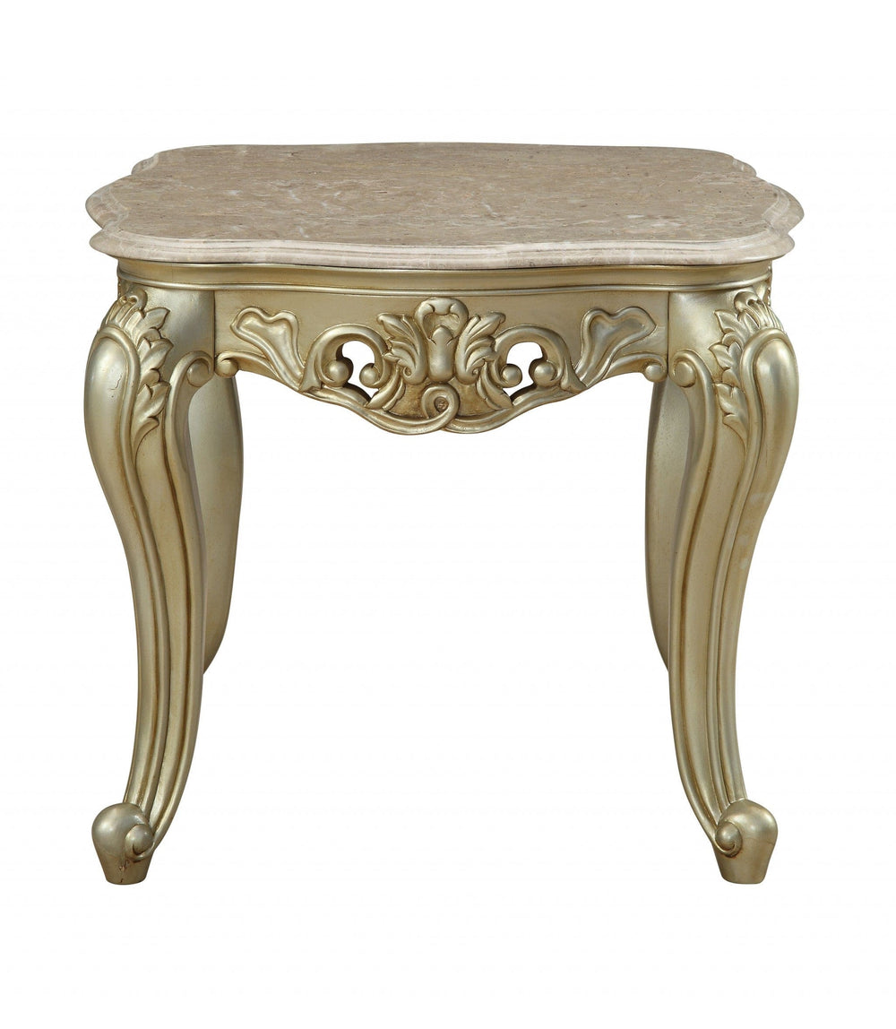 24" Antiqued White Faux Marble Square End Table - Homeroots