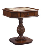 28" Brown Octagon Console Table And Drawers - Homeroots