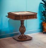 28" Brown Octagon Console Table And Drawers - Homeroots