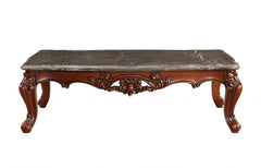 63" Marble Walnut Wood Coffee Table - Homeroots