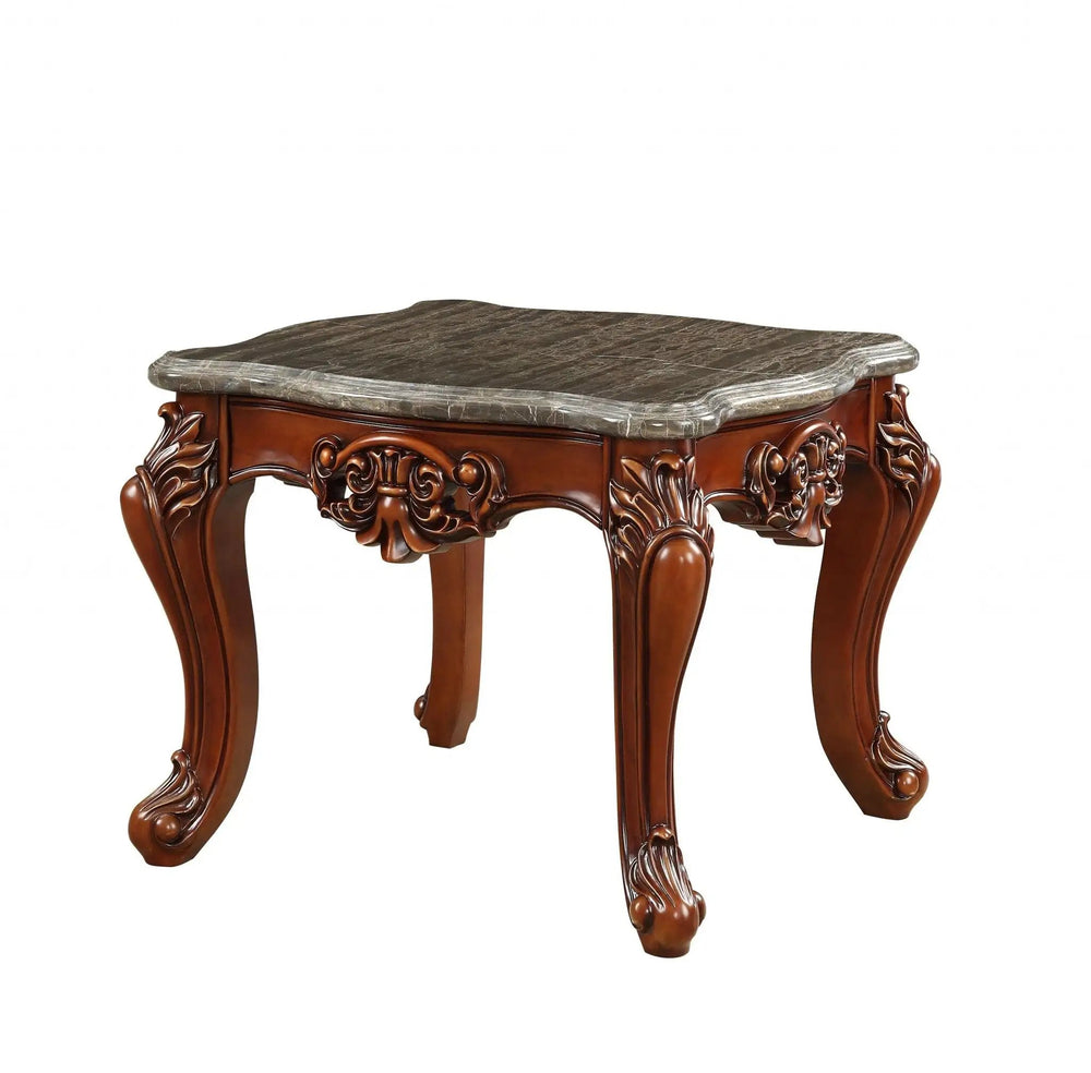 25" Walnut Faux Marble Square End Table - Homeroots - Flyclothing LLC